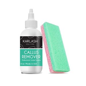 professional best callus remover gel for feet and foot pumice stone scrubber kit remove hard skins heels and tough callouses from feet quickly and effortless 4 oz (1 bottle)