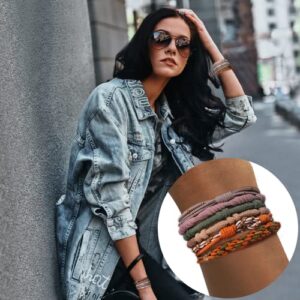 20 Pcs Boho Hair Ties for Women, 5 Styles Cute Hair Tie Bracelet for Thick Hair/Pony Tails, 10 Colors No Damage Hair Elastics