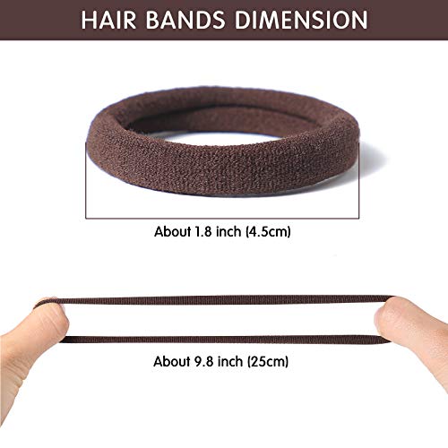 100 Pcs Thick Seamless Brown Hair Ties, Ponytail Holders Hair Accessories No Damage for Thick Hair (Natural Colors)