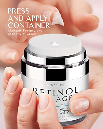 EnaSkin Retinol Wrinkle Cream for Face with Hyaluronic Acid, Deluxe Anti Aging Moisturizer Reduce Wrinkles, Fine Lines, Day and Night Retinol and Collagen Moisturizer Face Cream, Stocking Stuffer, 1.7 Fl. Oz