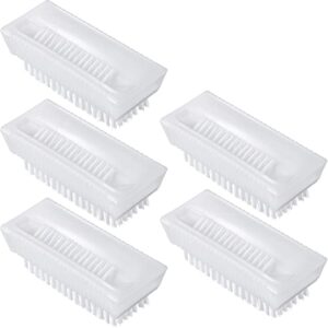 5 pieces hand scrub brushes for cleaning fingernail brush stiff for men non disposable scrub brush heavy duty plastic cleaning brushes for hands nail cleaning (white)
