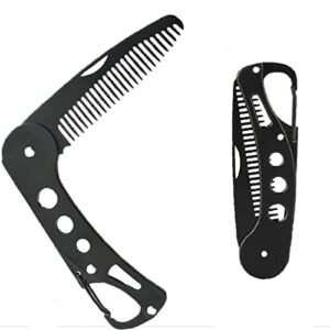 folding stainless steel beard comb mustache comb for men beard care,beard styling pocket hair comb with bottle opener,daily beard grooming comb