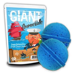 giant seamen balls – sea captain and ship design – funny bath bombs for men – xl bath fizzers, giant blue bombs, handcrafted in the usa, 2 count