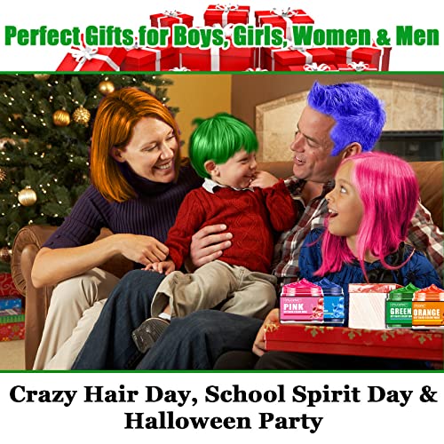 4 Colors Temporary Hair Color for Kids, Green Pink Blue Orange Hair Dye, Instant Hair Color Wax DIY Hairstyle Washable Hair Dye Cream Natural Hair Color for Halloween Party Cosplay Club Women and Men