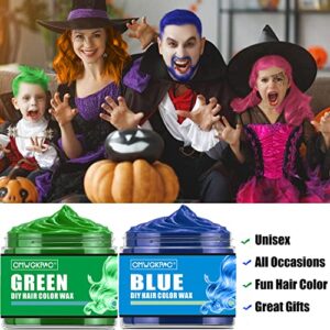 4 Colors Temporary Hair Color for Kids, Green Pink Blue Orange Hair Dye, Instant Hair Color Wax DIY Hairstyle Washable Hair Dye Cream Natural Hair Color for Halloween Party Cosplay Club Women and Men