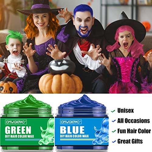 4 Colors Temporary Hair Color for Kids, Green Pink Blue Orange Hair Dye, Instant Hair Color Wax DIY Hairstyle Washable Hair Dye Cream Natural Hair Color for Halloween Party Cosplay Club Women and Men