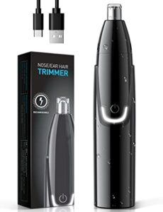 zorami rechargeable ear and nose hair trimmer – 2022 professional painless eyebrow & facial hair trimmer for men women, powerful motor and dual-edge blades for smoother cutting black
