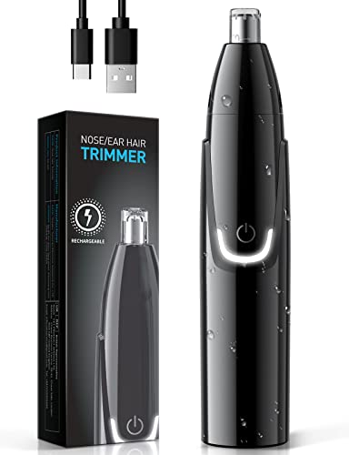 ZORAMI Rechargeable Ear and Nose Hair Trimmer - 2022 Professional Painless Eyebrow & Facial Hair Trimmer for Men Women, Powerful Motor and Dual-Edge Blades for Smoother Cutting Black