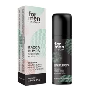 seroflora for men razor bumps solution – ingrown hair treatment for men – razor bump treatment for after shave & waxing – roll-on for face, legs, body (3.5floz)