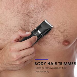 Brightup Electric Razor Trimmer for Men - 4 Replaceable Blade Heads & Storage Bag - IPX7 Waterproof Wet/Dry Pubic Ball Nose Body Hair Facial Shaver with LED Light - Ideal Mens Gifts, YP-7017