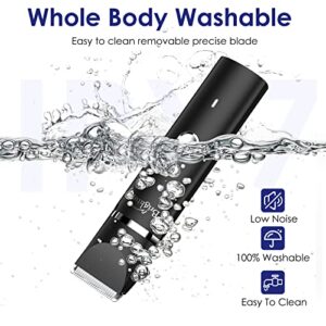 Brightup Electric Razor Trimmer for Men - 4 Replaceable Blade Heads & Storage Bag - IPX7 Waterproof Wet/Dry Pubic Ball Nose Body Hair Facial Shaver with LED Light - Ideal Mens Gifts, YP-7017