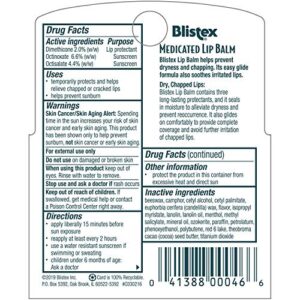 Blistex Medicated Lip Balm, 0.15 Ounce, Pack of 3 – Prevent Dryness & Chapping, SPF 15 Sun Protection, Seals in Moisture, Hydrating Lip Balm, Easy Glide Formula for Full Coverage