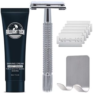 Safety Razor Set for Men Women w/Razor Stand,Razor Refills,Shaving Cream,Shaving Kit for Men Women Gift Beard Trimming Kit Birthday Gifts for Men Dad Husband Boyfriend Christmas Stocking Stuffers