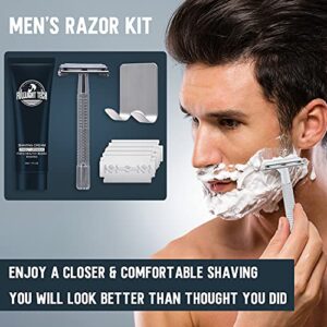 Safety Razor Set for Men Women w/Razor Stand,Razor Refills,Shaving Cream,Shaving Kit for Men Women Gift Beard Trimming Kit Birthday Gifts for Men Dad Husband Boyfriend Christmas Stocking Stuffers