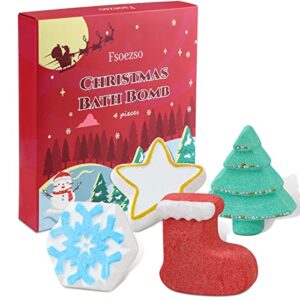 Stocking Stuffers - Bath Bombs 4 Packs Bubble Bath Bombs Christmas Tree , Christmas Gifts for Women and Men, Great Gift Set for Children’s Christmas Box, Christmas for Boys and Girls