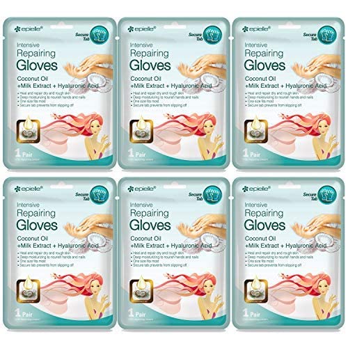 Epielle Intensive Repairing Hand Masks (Gloves-6pk) for Dry Hands Spa Masks | Coconut Oil + Milk Extract + Hyaluronic Acid | Skincare Gifts | Skincare Party Favors. STOCKING STUFFERS!!