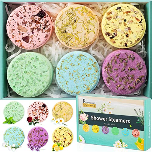 Pureegg Shower Steamers for Aromatherapy - Shower Bombs with Natural Essential Oil, Nourishing & Moisturizing Natural Shower Steamers for Self Care, Stress Relief Gift for Women & Men, 1.4oz*6