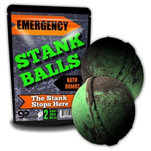 emergency stank balls bath bombs – funny bath bombs for men – xl bath fizzers, black and green marbled, handcrafted in the usa