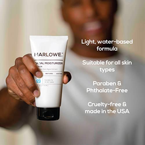 MARLOWE. No. 123 Men's Facial Moisturizer 6 oz | Lightweight Daily Face Lotion for Men | Best for All Skin Types | Includes Natural Extracts to Hydrate, Soothe & Restore
