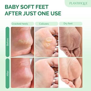 PLANTIFIQUE Foot Peel Mask with Peach 3 Pack Peeling Foot Mask Dermatologically Tested - Repairs Heels & Removes Dry Dead Skin for Baby Soft Feet - Exfoliating Foot Peel Mask for Dry Cracked Feet