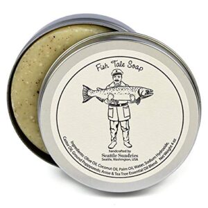seattle sundries | anise & tea tree soap for men & women – 1 (4oz) natural odor fighting hand made bar soap in a reusable travel tin – fly fishing gift for men