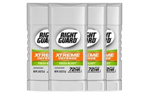right guard xtreme defense antiperspirant deodorant invisible solid stick, fresh blast, 2.6 ounce , 4 count (pack of 1)