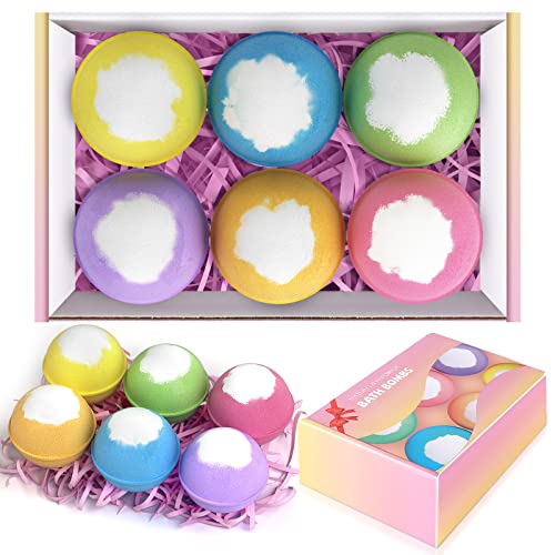 Bath Bombs Gift Set for Women, Sanyi 6 Bubble Bath Bombs for Kids, Handmade Bath&Spa Fizzies with Essential Oil, Birthday Mothers Day Gifts for Women, Her, Mom, Him