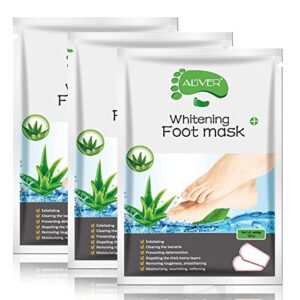 Foot Peel Mask, 3 Pairs Foot Mask- Repair Heels & Removes Dry Dead Skin for Our Feet - Exfoliating Foot Peel Mask for Hard Skin (Aloe Vera)