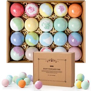 zenbombs bath bombs gift set, 20 pcs natural shea butter & essential oil bath bomb for skin moisturizing, handmade bubble bath & fizzy spa, ideal gift for women