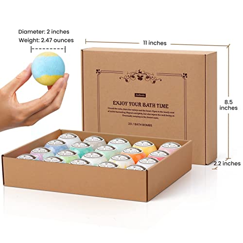 ZenBombs Bath Bombs Gift Set, 20 pcs Natural Shea Butter & Essential Oil Bath Bomb for Skin Moisturizing, Handmade Bubble Bath & Fizzy Spa, Ideal Gift for Women