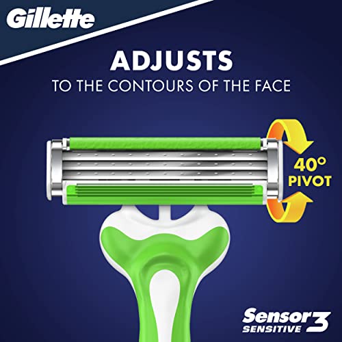 Gillette Sensor3 Sensitive Men's Disposable Razor, 4 Razors