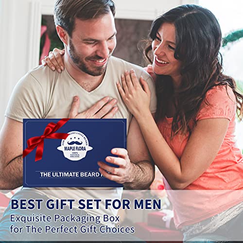 Beard Kit, Men’s Gifts Set w/Beard Conditioner, 2 Packs Beard Growth Oil, Beard Wash/Shampoo, Brush, Comb, Scissors, Bag, e-Book, Mustache Grooming Care Gifts for Him Dad Boyfriend Birthday Christmas