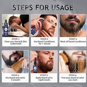 Beard Kit, Men’s Gifts Set w/Beard Conditioner, 2 Packs Beard Growth Oil, Beard Wash/Shampoo, Brush, Comb, Scissors, Bag, e-Book, Mustache Grooming Care Gifts for Him Dad Boyfriend Birthday Christmas