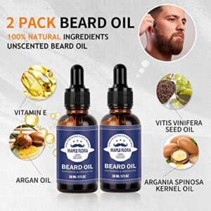 Beard Kit, Men’s Gifts Set w/Beard Conditioner, 2 Packs Beard Growth Oil, Beard Wash/Shampoo, Brush, Comb, Scissors, Bag, e-Book, Mustache Grooming Care Gifts for Him Dad Boyfriend Birthday Christmas