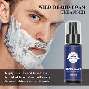 Beard Kit, Men’s Gifts Set w/Beard Conditioner, 2 Packs Beard Growth Oil, Beard Wash/Shampoo, Brush, Comb, Scissors, Bag, e-Book, Mustache Grooming Care Gifts for Him Dad Boyfriend Birthday Christmas