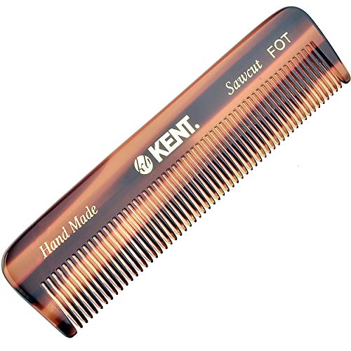 Kent A FOT Handmade Pocket Comb for Men, Women and Kids, All Fine Tooth Hair Comb Straightener for Everyday Grooming and Styling Hair, Beard and Mustache, Saw Cut and Hand Polished, Made in England