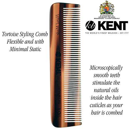 Kent A FOT Handmade Pocket Comb for Men, Women and Kids, All Fine Tooth Hair Comb Straightener for Everyday Grooming and Styling Hair, Beard and Mustache, Saw Cut and Hand Polished, Made in England