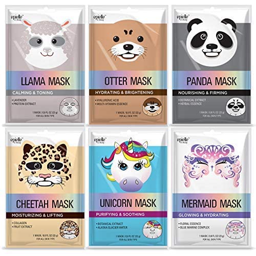 Epielle Character Sheet Masks | Animal Spa Mask | -For All Skin Types |spa gifts for women, Spa Gift, Birthday Party Gift for her, Spa Day Party, Girls Night, Fun Face Masks| (Assorted Character Mask-6pk )