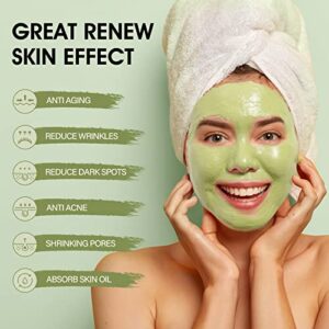 SHVYOG Green Tea Face Mask, Antioxidant Green Tea Clay Mask with Volcanic Mud, Deep Cleansing & Moisturizing & Hydrating Clay Facial Mask for Pores, Blackheads, Wrinkles, Dirts