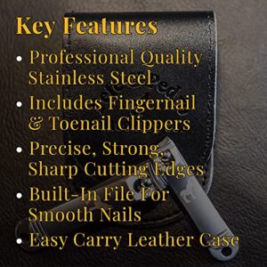 Pete & Pedro Nail Clippers Stainless Steel Set For Men & Women | 2-Piece Fingernail & Toenail Clipper With Leather Case | Strong, Sturdy Professional Tools, Manicure & Pedicure | As Seen on Shark Tank