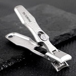 PHOELUXE Nail Clippers, 16mm Wide Jaw Opening Nail Clippers for Cutting Thick Nails Extra Large Toenail & Fingernails Clippers with Safety Lock and Nail File for eniors, Men, Adult (Silver)