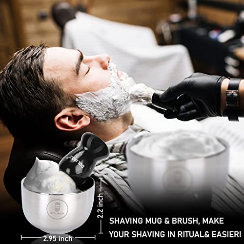 Shaving Kit for Men,Includes Straight Razor for Men, Shaving Cream, Pre Shave Oil, After Shave Balm for Men,Shaving Brush and Bowl, Beard Apron Bib, Gifts Set for Men Him Boyfriend Stocking Stuffers