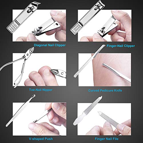 Manicure Set Nail Clippers Pedicure Kit -18 Pieces Stainless Steel Manicure Kit, Professional Grooming Kits, Nail Care Tools with Luxurious Travel Case