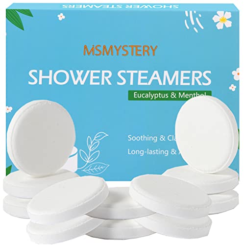 Shower Steamers Aromatherapy, 12 Pack XXL Eucalyptus Menthol Shower Steamer, Essential Oils Shower Bath Bombs Tablets for Nasal Relief and Relaxation, Bath Gift for Men and Women, No Color Residue