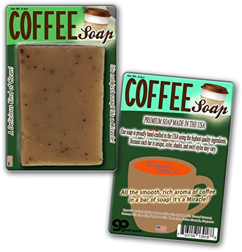 Coffee Soap Handcrafted Scented with Ground Coffee Beans Unisex Coffee Gags Cool Stocking Stuffers for Men Women Coworkers Weird White Elephant Ideas Secret Santa Novelty Coffee Bar Soap