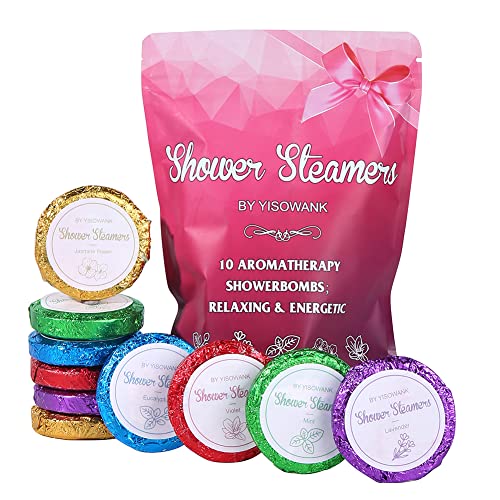 Shower Steamers Aromatherapy 10 Packs Shower Bombs with Eucalyptus Lavender Mint Jasmine Violet Essential Oils for Women or Men (10 Packs, Shower Steamers)