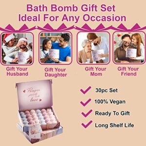 Birthday Gifts Ideas for Wife, Bath Bombs Gifts for Women , Mom, Men, 30pc Marbleized Bubble Fizzies, Multi Scents, Handmade Bath Bombs Gift Set, Best Bubble & Spa Bath, Birthday, Aromatherapy Gifts