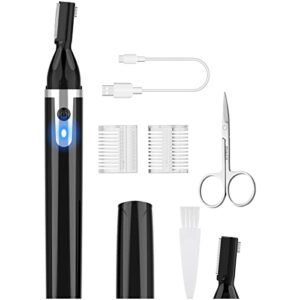 dapsang eyebrow trimmer electric eyebrow razor for men, rechargeable facial hair shaver painless detail trimmer with replacement blade for face beard neck (black)