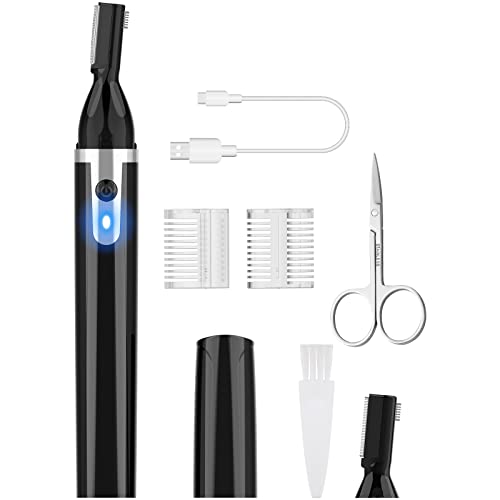 Dapsang Eyebrow Trimmer Electric Eyebrow Razor for Men, Rechargeable Facial Hair Shaver Painless Detail Trimmer with Replacement Blade for Face Beard Neck (Black)