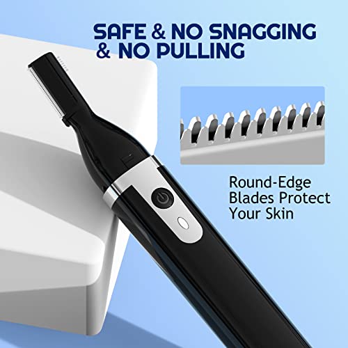 Dapsang Eyebrow Trimmer Electric Eyebrow Razor for Men, Rechargeable Facial Hair Shaver Painless Detail Trimmer with Replacement Blade for Face Beard Neck (Black)